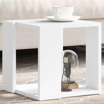 Mesa de centro blanca 32x32x30 cm en madera multicapa y madera de ingeniería