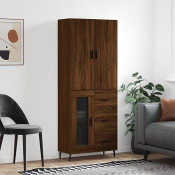 Aparador alto de madera multicapa marrón roble 69,5x34x180 cm