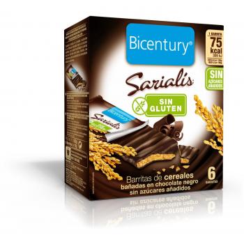 Bicentury - Sarialis - Barritas de Cereales de Chocolate Negro - 6 Barritas - [Pack de 7]