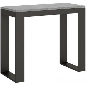 Consola extensible 90x40/300 cm efecto madera gris cemento y hierro