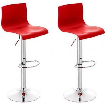 Set de 2 Taburetes de Bar Hoover en Polipropileno Rojo con Altura Regulable y Base de Metal Cromado