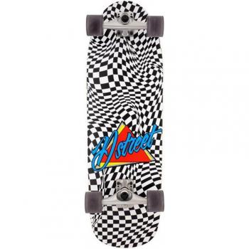 Longboard D Street Surfskate Check Warp BK - Longboard de surfskate, diseño Check Warp en color negro, construcción robusta, ruedas suaves para un deslizamiento fluido, ideal para patinadores de todos los niveles