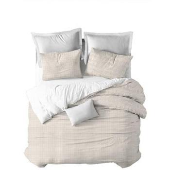 Funda Nórdica Vichy Beige de Microfibra y Algodón Percal para Cama 135 (220x270)