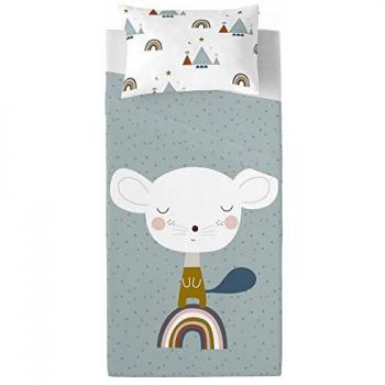 Juego de Sábanas Infantil 100% Algodón Susanita Azul A Cama de 90 cm - Haciendo el Indio, Fabricado en España