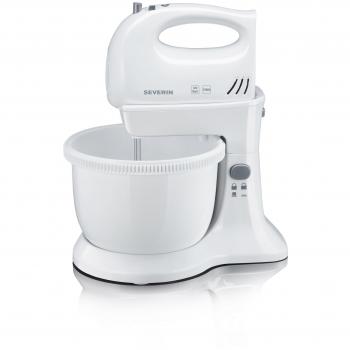 Severin HM 3810 Juego de Batidora Amasadora, incluso soporte de mesa y bol de 3 L, 300 W, Blanco y Gris