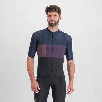 Maillot Sportful Snap de Manga Corta para Hombre, Color Negro/Azul/Lila, Talla L