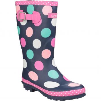 Cotswold Girls' Black Dotty Spotted Wellington Boots 1 UK