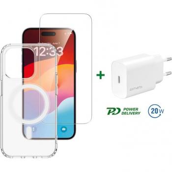 Cargador Universal 4smarts Blanco con Carga Rápida y Set Inicial 3 en 1 para iPhone 15 Pro