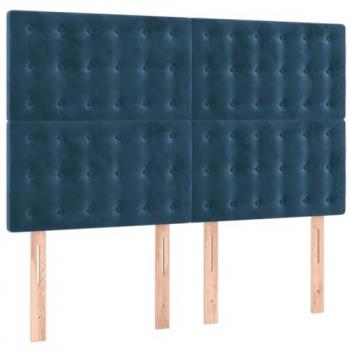 Cabecero con luces LED terciopelo azul oscuro 144x5x118/128 cm