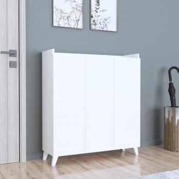 Aparador Sirdal Multiusos con 3 Puertas y 8 Compartimentos - Aglomerado Blanco 104 x 90 x 30 cm
