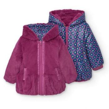 Parka reversible de bebé niña Boboli AW24249207 con capucha y cierre de cremallera
