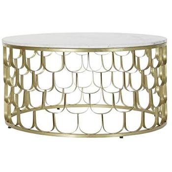 Mesa auxiliar DKD Home Decor 81 x 81 x 42 cm Dorado Blanco Plástico Mármol Hierro