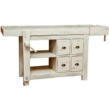 Mesa de trabajo alta artesanal de madera maciza de tilo con garras, 184x92x74 cm - Hecho en Italia