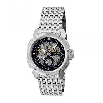 Heritor Automatic Men's Conrad Skeleton Watch - Black & Silver Stainless Steel with Seconds Sub-Dial