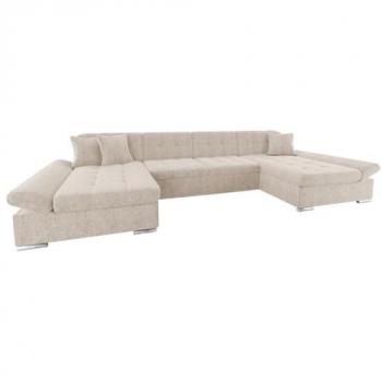 Sofá rinconero Comfivo 240 Premium con función de descanso y caja de ropa de cama, 360x160x75cm, color marrón claro