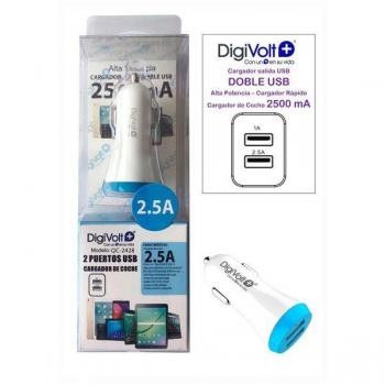 Cargador de Coche Digivolt Doble USB 2.5A QC-2428