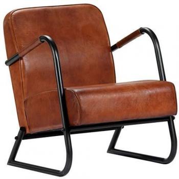 SengentoStyle Relaxfauteuil echt leer bruin