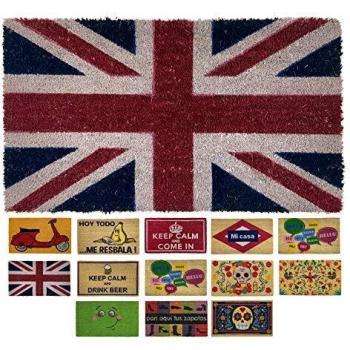 LucaHome - Felpudo de Coco Natural 70x40 con Base Antideslizante, Felpudo de Coco Divertido Londres, Felpudo Absorbente Entrada casa, Ideal para Puerta Exterior o Pasillo