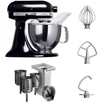 KitchenAid KSM150PSEOB + MVSA - Robot de cocina y juego de accesorios, color negro