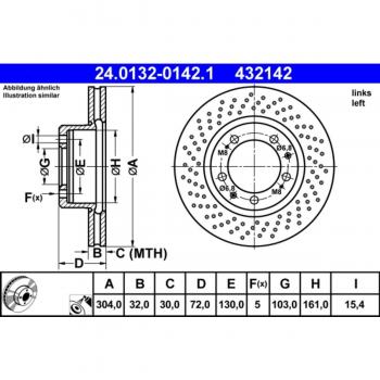 Disco de frenos delantero izquierdo ATE para PORSCHE 911 (Ref: 24.0132-0142.1)