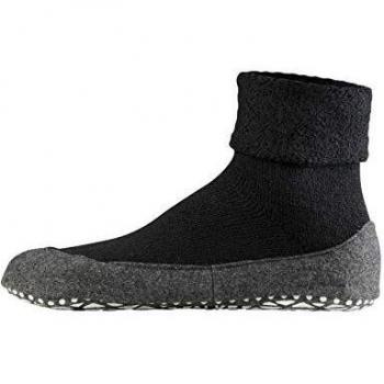 Falke Men's Cosyshoe Black Virgin Wool Home Socks with Elastic Ribbed Cuff Size 41/42
