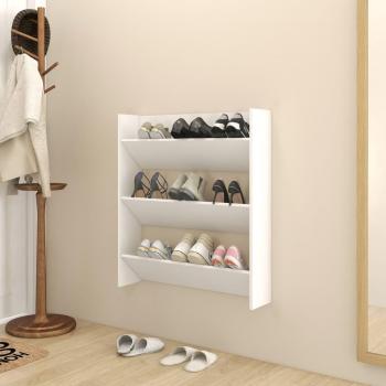 vidaXL Wall Shoe Cabinet White 80x18x90 cm Engineered Wood