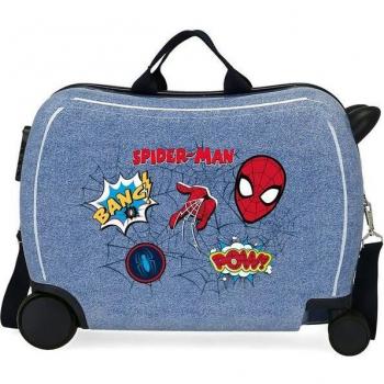 Maleta de cabina infantil Spiderman Denim con diseño rígido y capacidad de 34L
