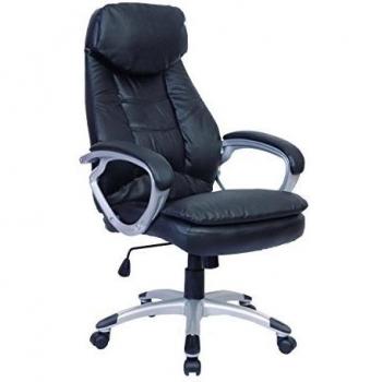 vidaXL Silla Oficina Giratoria Ruedas Cuero Sintético Negro Sillón Escritorio