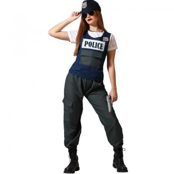 Atosa Disfraz de Policía negro con gorra para mujer