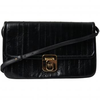 Dolce & Gabbana Black Eelskin Leather Shoulder Document Organizer Bag