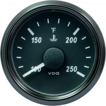 VDO A2C3833340030 Singleviu 52mm (2-1/16 Inch) Water Temperature Gauge - 250°F - 450-30 Ohm, Electrical, White, 100-250 Degrees F, Black