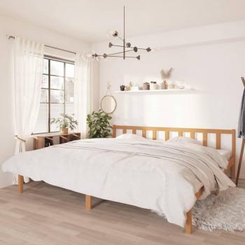 Estructura de cama de madera maciza de pino en color marrón miel, dimensiones 200x200 cm
