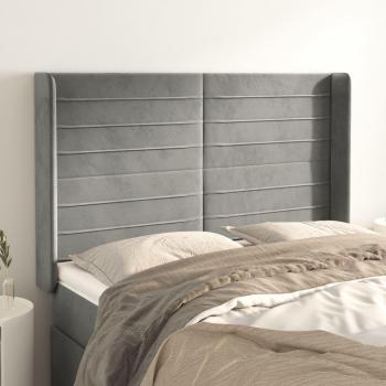 Cabecero de oreja gris claro 147x16x118/128 cm en terciopelo vidaXL