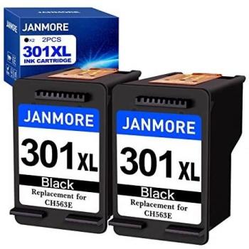 JANMORE Cartuchos de Tinta Remanufacturados para HP 301 301XL, 2 Negro, para HP Deskjet 1000 1010 1050 1510 2050 2050A 2510 2540; Envy 4500 4502 4503 5530 5532; Officejet 2620 2622 4630 Impresora