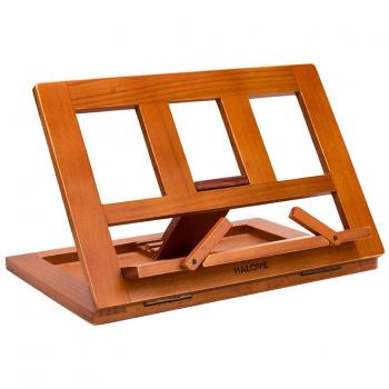 HALOVIE Soporte para Libro Tablet iPads Book Holder Atril de Lectura Ajustable y Plegable de Madera 34 * 23.5 * 2.8cm