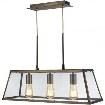 Farol colgante Voyager de acero en latón envejecido, con capacidad para 3 bombillas, diámetro de 50 cm