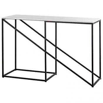 Consola de Metal y Mármol Ystad 120x40x80 cm - Blanco, Funcionalidad y Estilo, Falso mármol, Grande