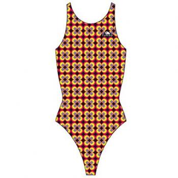 Bañador de natación Turbo Flower 70 tira ancha amarillo rosa mujer - S