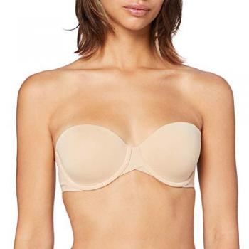 Sujetador sin Tirantes Calvin Klein Ligeramente Acolchado con Aros Beige 85D