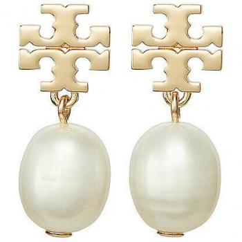 Tory Burch Kira Pearl Drop Earrings - White and Gold, Women's One Size
