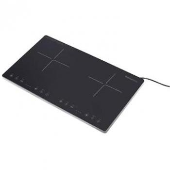 Placa de Inducción Portátil Melchioni Oblivion 2, 2 Fuegos, 3300 W, Temperatura 80-240°C, Temporizador 3H, Bloqueo Infantil, Vidrio Negro