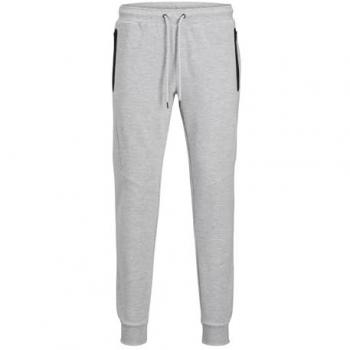 Pantalón Deportivo Jack & Jones Will Fusion para Hombre - Gris Melange con Bolsillos y Cordones