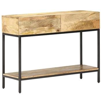 Mesa Consola de Madera Maciza de Mango 100x35x76 cm con 2 Cajones y Estante