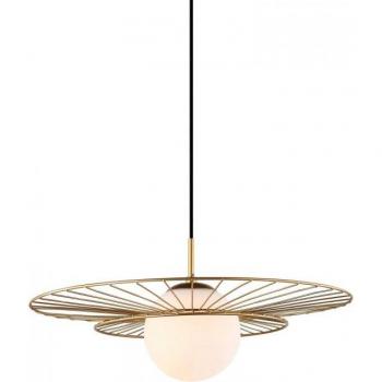 Lámpara colgante moderna Italux Alison dorada 1 luz con pantalla blanca, E27