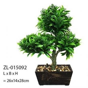 Yudu – Bonsai Planta Artificial de algodón sintético en Olla Piedra
