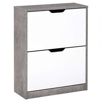 HOMCOM Armario de Zapatos Moderno de Madera con 2 Puertas Abatibles, 4 Estantes Ajustables para Almacenaje, Capacidad para 8 Pares de Zapatos, Dimensiones: 62,