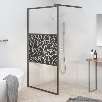 Mampara de Ducha Vidrio Esmerilado Diseño Piedras Negro 115x195 cm