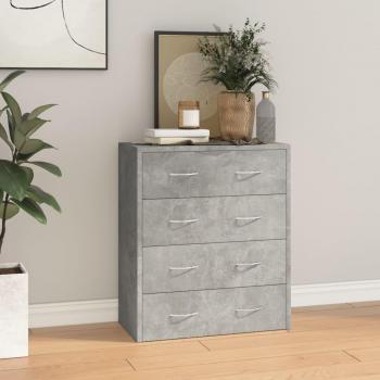 Aparador con 4 cajones de 60x30,5x71 cm en color gris hormigón, mueble de almacenaje para salón, buffet y armario auxiliar