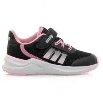 Zapatillas deportivas Apolo negras para niña con cierre de cordones y velcro, puntera redonda, estilo casual