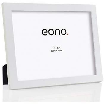 Eono by Amazon - Marco para Diplomas y Documentos de Madera Maciza y Cristal de Alta Definición con pie de Apoyo para Sobremesa 22x28 cm Blanco